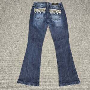 Miss Me Jeans Womens 27x29 Mid Rise Bootcut Blue Rhinestone Embroidered